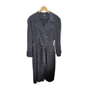 Utex Design black double breasted lined long coat trench Size 14